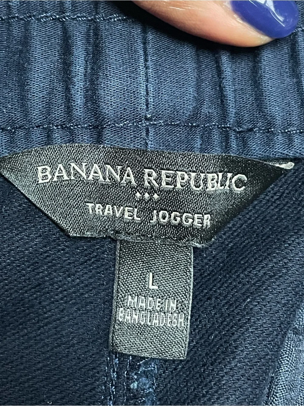 Banana Republic Men Travel Jogger Pants L Preppy Navy Stretch Cotton Drawstring
